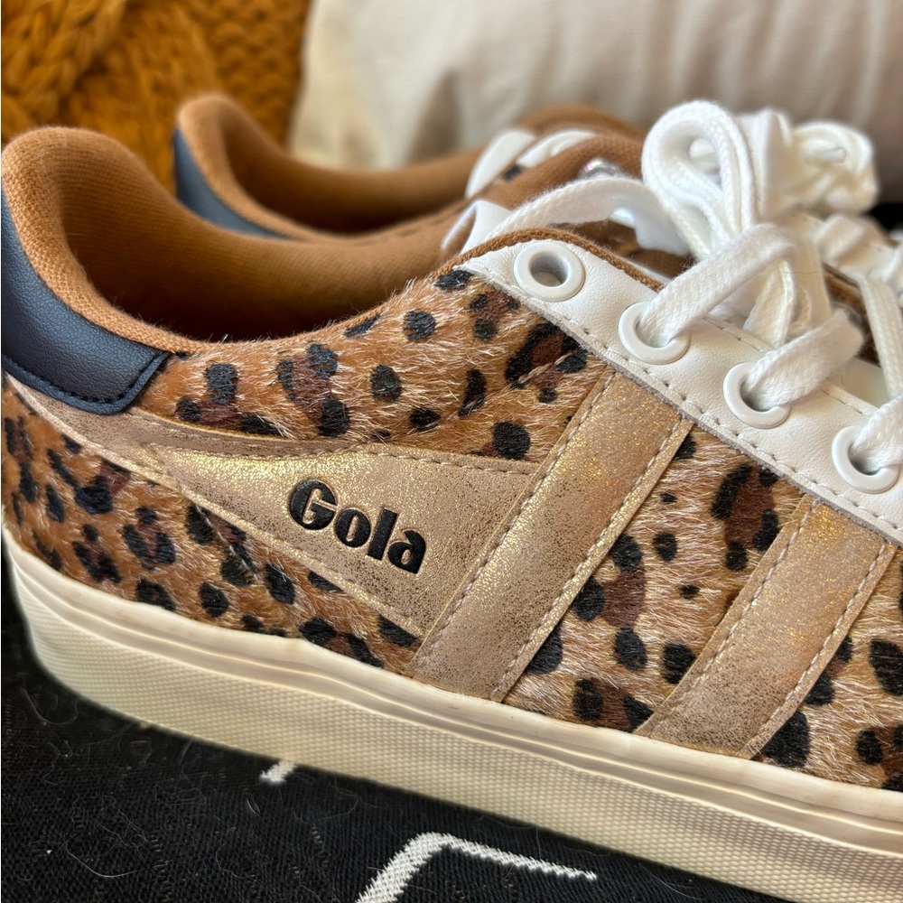 Gola Leopard Print Low-Top Sneakers With White & Tan Accents View 2